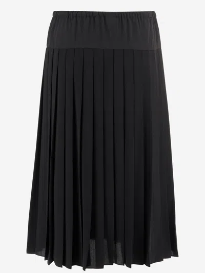 Aspesi Pleated Drawstring Skirt In Black