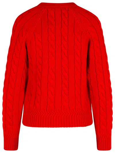 Bally Cable-knit Patch-pocket Cardigan In Red