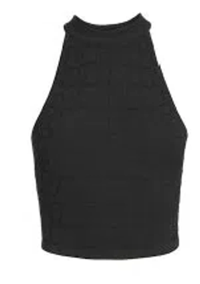 Balmain Halterneck Crocodile-effect Top In Black