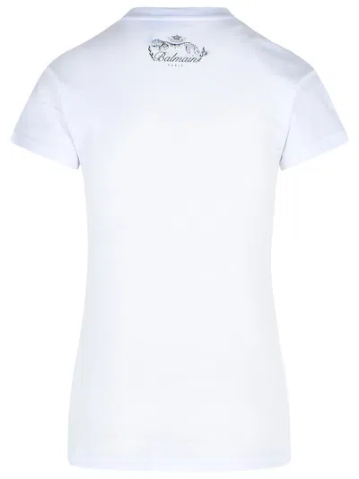 Balmain Cotton T-shirt With Button Detail And Draped Design In White