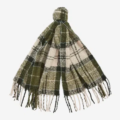 Barbour Check-print Scarf And Beanie Set In Green