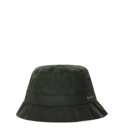 Barbour Belsy Wax Green Bucket Hat In Gray