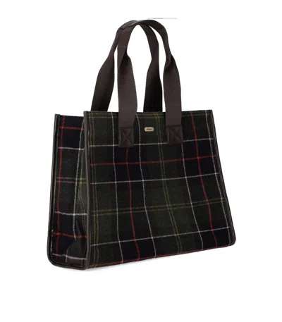Barbour Turnberry Tote Bag In Wool Blend With Check Pattern In Green
