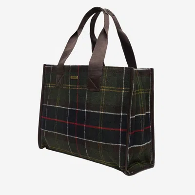 Barbour Turnberry Tote Bag In Wool Blend With Check Pattern In Green