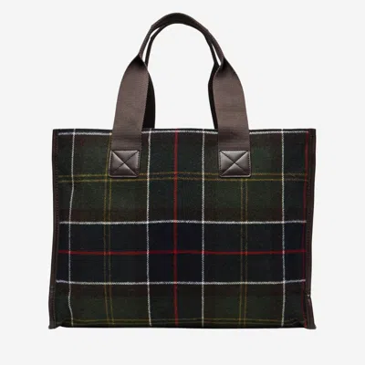 Barbour Turnberry Tote Bag In Wool Blend With Check Pattern In Green