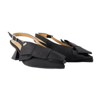 Ganni Big Bow Kitten Pumps  Synthetic Black In Black