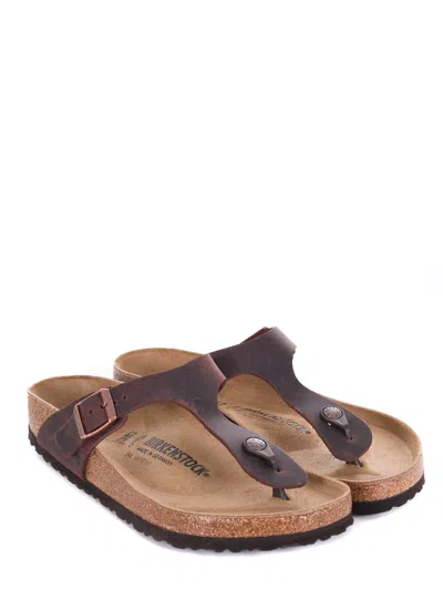 Birkenstock Oiled Leather Flip-flops In Brown