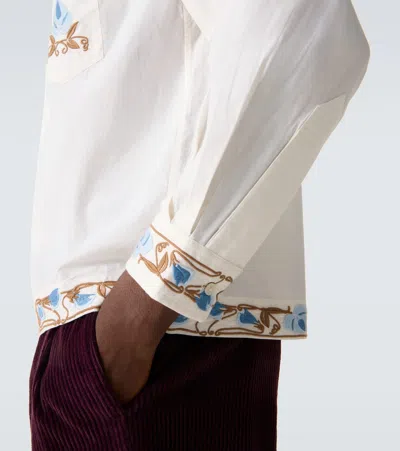 Bode Nouveau Vine Camp-collar Embroidered Cotton-poplin Shirt In Multi