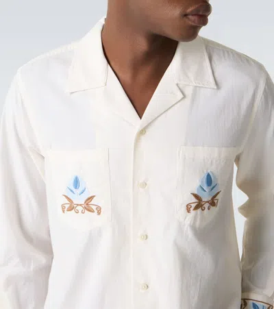 Bode Nouveau Vine Camp-collar Embroidered Cotton-poplin Shirt In Multi