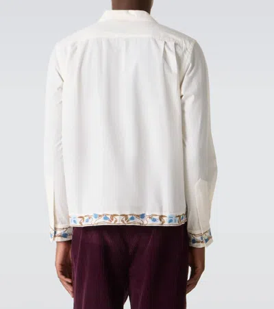 Bode Nouveau Vine Camp-collar Embroidered Cotton-poplin Shirt In Multi