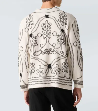 Bode Men Embellished Cashmere Winter Garden Cardigan In Multi