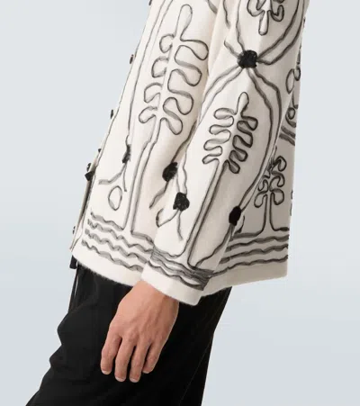 Bode Men Embellished Cashmere Winter Garden Cardigan In Multi