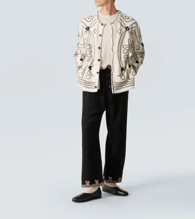 Bode Men Embellished Cashmere Winter Garden Cardigan In Multi