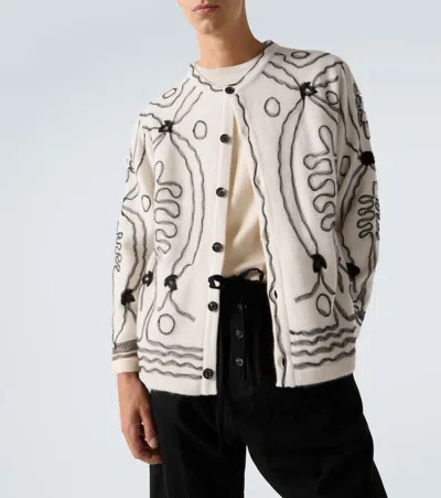 Bode Men Embellished Cashmere Winter Garden Cardigan In Multi