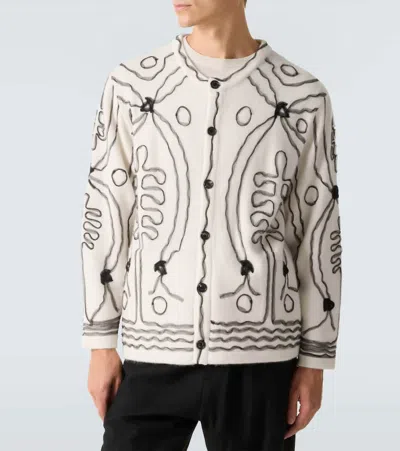 Bode Men Embellished Cashmere Winter Garden Cardigan In Multi