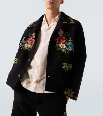 Bode Beaded Aquitaine Embellished Wool Jacket In Multi