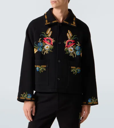 Bode Beaded Aquitaine Embellished Wool Jacket In Multi