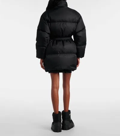 Prada Re-nylon Belted Down Jacket In Black