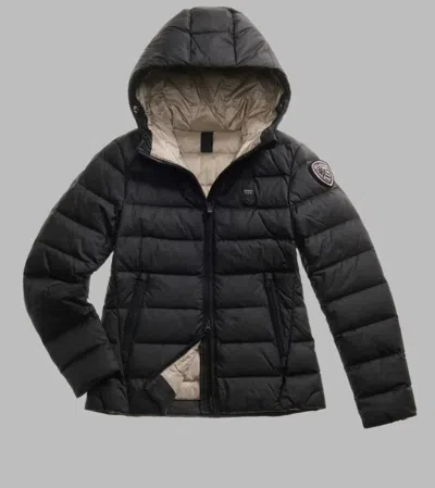 Blauer Flared Fit Water-repellent Quilted Down Jacket In Black