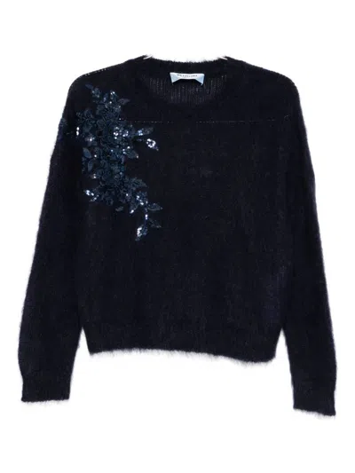 Blugirl Classic Knit Sweater With Round Neckline In Black