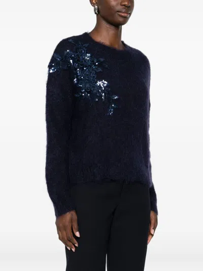 Blugirl Classic Knit Sweater With Round Neckline In Black