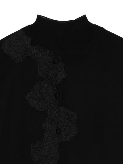 Blugirl Lace-trim Buttoned Cardigan In Black