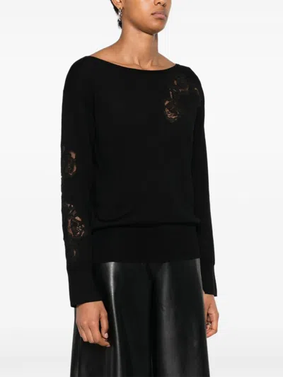 Blugirl Sweater With Lace Decoration In Black