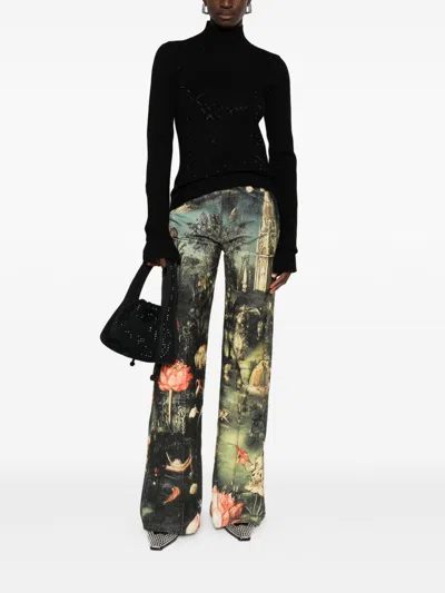 Blugirl Fitted Black Sweater With Textured Diamond Pattern In Black