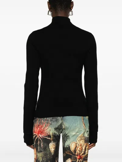 Blugirl Fitted Black Sweater With Textured Diamond Pattern In Black