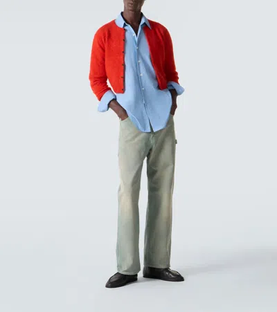 Auralee Alpaca Cardigan In Red