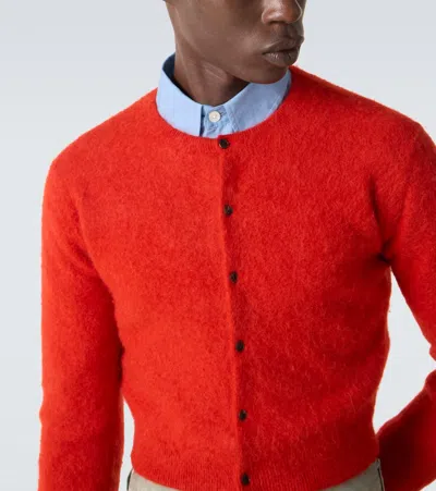 Auralee Alpaca Cardigan In Red