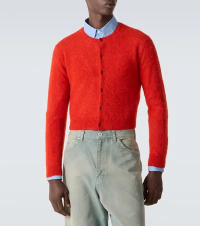 Auralee Alpaca Cardigan In Red