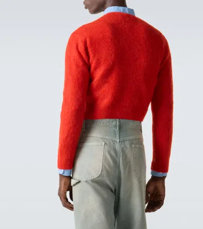 Auralee Alpaca Cardigan In Red