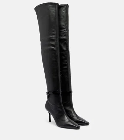 Jimmy Choo Camie 85 Leather Over-the-knee Boots In Black