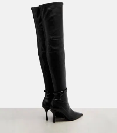 Jimmy Choo Camie 85 Leather Over-the-knee Boots In Black