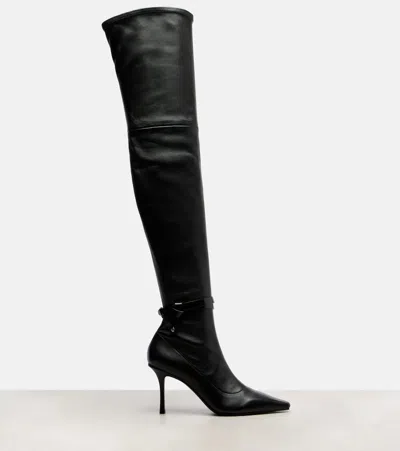 Jimmy Choo Camie 85 Leather Over-the-knee Boots In Black