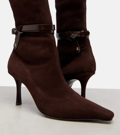 Jimmy Choo Camie 85 Suede Over-the-knee Boots In Brown