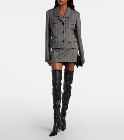 Jimmy Choo Camie 85 Leather Over-the-knee Boots In Black