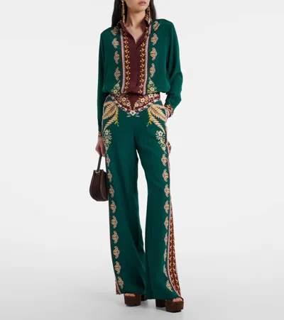 Etro Printed Trousers In Green