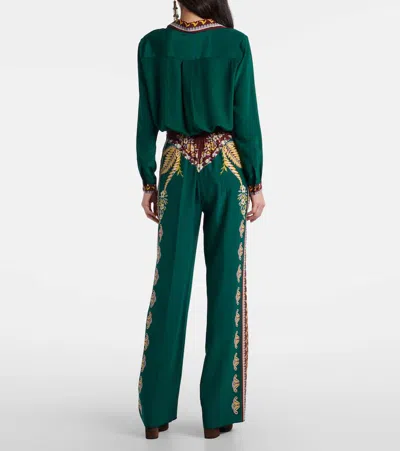 Etro Printed Trousers In Green
