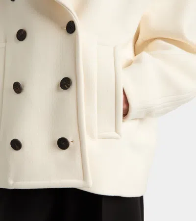 Jacquemus Double-breasted Virgin Wool Coat With Wide Lapel In White