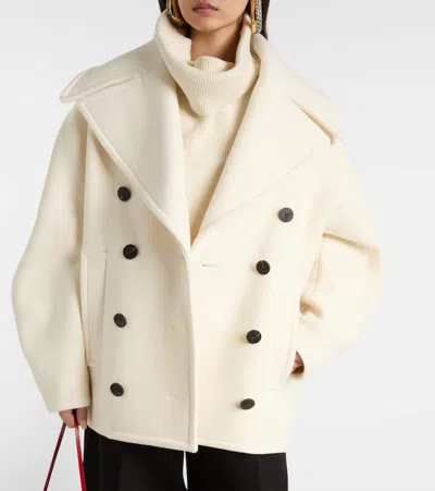 Jacquemus Double-breasted Virgin Wool Coat With Wide Lapel In White