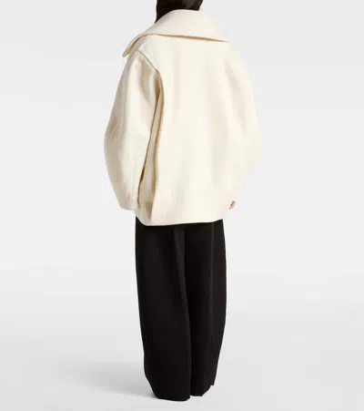 Jacquemus Double-breasted Virgin Wool Coat With Wide Lapel In White