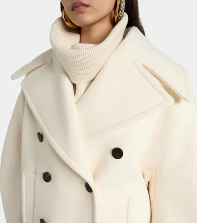 Jacquemus Double-breasted Virgin Wool Coat With Wide Lapel In White