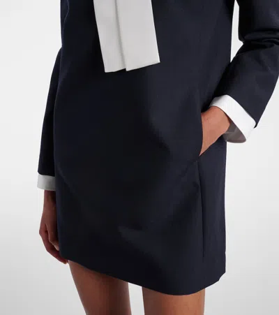 Thom Browne Silk-trimmed Virgin Wool Minidress In Blue
