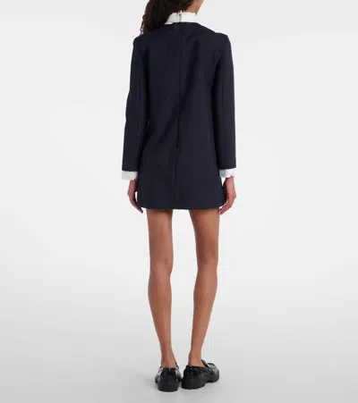 Thom Browne Silk-trimmed Virgin Wool Minidress In Blue
