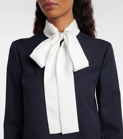 Thom Browne Silk-trimmed Virgin Wool Minidress In Blue