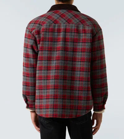 Miu Miu Checked Virgin Wool Overshirt In Red