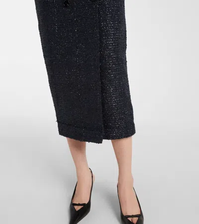 Self-portrait Double-breasted Belted Midi Dress In Blue