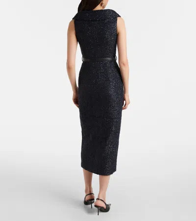 Self-portrait Double-breasted Belted Midi Dress In Blue